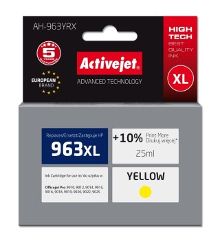 Activejet Activejet AH-963YRX Tusz (zamiennik HP 963XL 3JA29AE; Premium; 1760 stron; 25 ml, żółty)