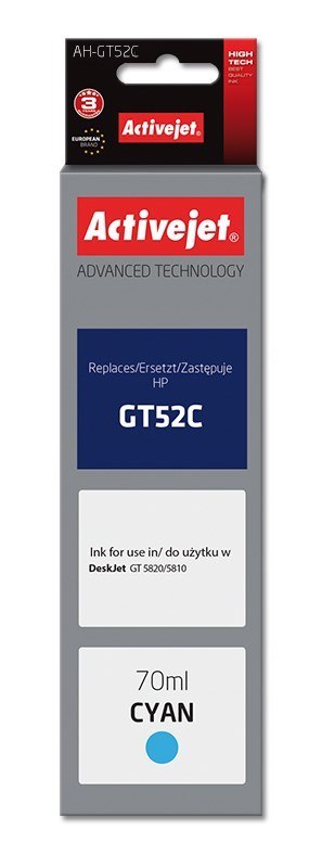 Activejet Activejet AH-GT52C Tusz (zamiennik HP GT52C M0H54AE; Supreme; 70 ml; 8000 stron, niebieski)
