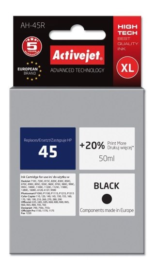 Activejet Activejet AH-45R Tusz (zamiennik HP 45 51645A; Premium; 50 ml; czarny)