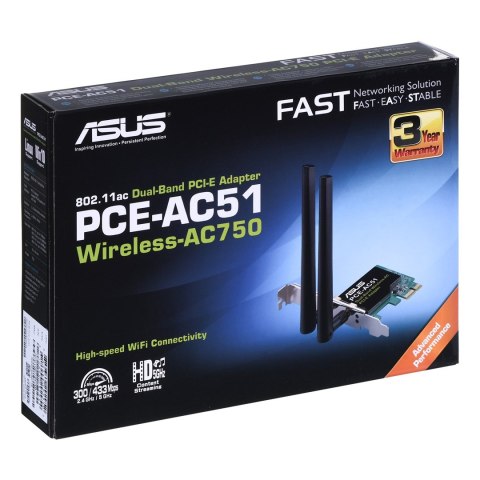 ASUS Karta sieciowa ASUS PCE-AC51 (PCI-E) ASUS Karta sieciowa ASUS PCE-AC51 (PCI-E)