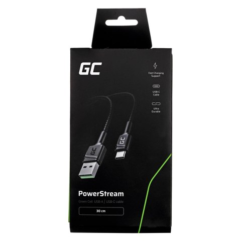 Green Cell GREEN CELL KABEL KABGC25 GC POWERSTREAM USB-A - USB-C 30CM, SZYBKIE ŁADOWANIE ULTRA CHARGE, QC 3.0 Green Cell GREEN CELL KABEL KABGC25 GC POWERSTREAM USB-A - USB-C 30CM, SZYBKIE ŁADOWANIE ULTRA CHARGE, QC 3.0