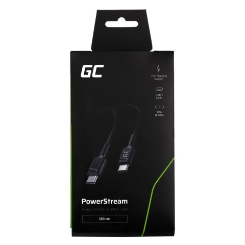 Green Cell GREEN CELL KABEL KABGC30 GC POWERSTREAM USB-C - USB-C 120CM, POWER DELIVERY 60W, ULTRA CHARGE, QC 3.0 Green Cell GREEN CELL KABEL KABGC30 GC POWERSTREAM USB-C - USB-C 120CM, POWER DELIVERY 60W, ULTRA CHARGE, QC 3.0
