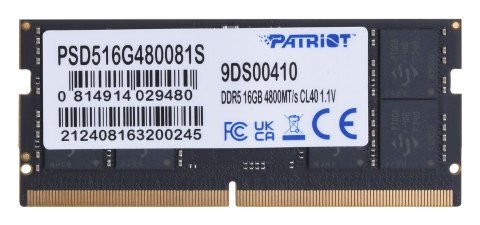 Patriot Memory PATRIOT SIGNATURE SO-DIMM DDR5 16GB 4800MHz 1 Rank Patriot Memory PATRIOT SIGNATURE SO-DIMM DDR5 16GB 4800MHz 1 Rank