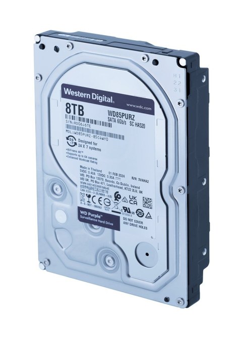 WD Dysk twardy HDD WD Purple WD85PURZ (8 TB ; 3.5"; 256 MB) WD Dysk twardy HDD WD Purple WD85PURZ (8 TB ; 3.5"; 256 MB)