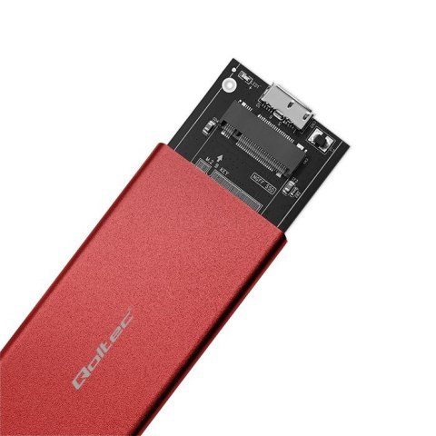 Qoltec QOLTEC OBUDOWA NA DYSK M.2 SSD | SATA | NGFF | USB 3.0 | SUPER SPEED 5GB/S | 2TB | CZERWONY