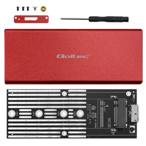 Qoltec QOLTEC OBUDOWA NA DYSK M.2 SSD | SATA | NGFF | USB 3.0 | SUPER SPEED 5GB/S | 2TB | CZERWONY
