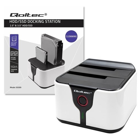 Qoltec QOLTEC STACJA DOKUJĄCA DO DYSKÓW HDD SSD 2.5" 3.5" | SATA III | USB 3.0 | SUPER SPEED 5GB/S | Z FUNKCJĄ KLONOWANIA OFFLINE Qoltec QOLTEC STACJA DOKUJĄCA DO DYSKÓW HDD SSD 2.5" 3.5" | SATA III | USB 3.0 | SUPER SPEED 5GB/S | Z FUNKCJĄ KLONOWANIA OFFLINE