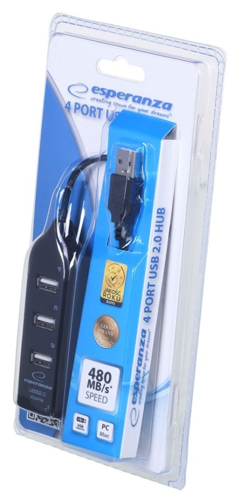 Esperanza Hub Esperanza EA116 (4x USB 2.0; kolor czarny) Esperanza Hub Esperanza EA116 (4x USB 2.0; kolor czarny)