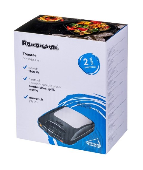 Ravanson Opiekacz 3 w 1 Ravanson OP-7050 (1200W; kolor czarny)