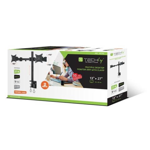TECHly TECHLY PODWÓJNY UCHWYT BIURKOWY LED/LCD 13-27 CALI