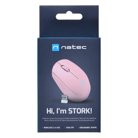 NATEC NATEC MYSZ BEZPRZEWODOWA STORK 1600DPI RÓŻOWA NMY-2002