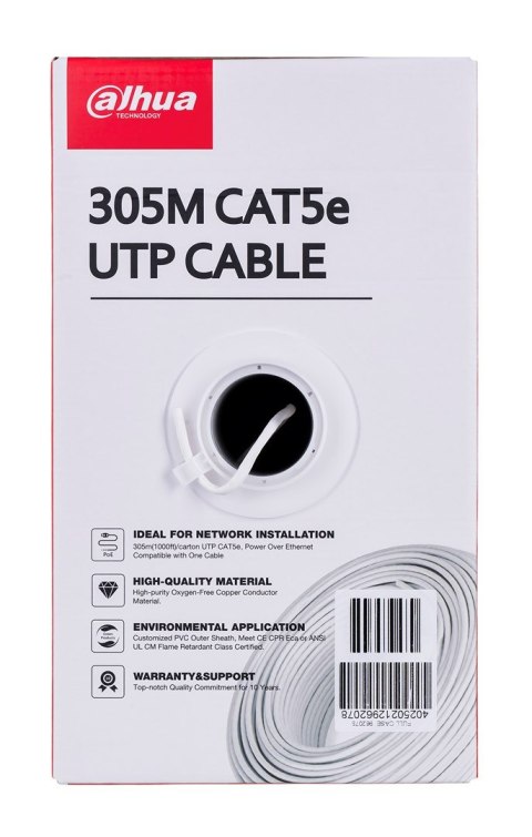 DAHUA Kabel sieciowy DAHUA drut, 100% miedź PFM920I-5EUN (UTP; 305m; kat. 5e;) DAHUA Kabel sieciowy DAHUA drut, 100% miedź PFM920I-5EUN (UTP; 305m; kat. 5e;)