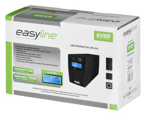 Ever Zasilacz UPS EVER EASYLINE 850AVR USB (850VA) (T/EASYTO-000K85/00)