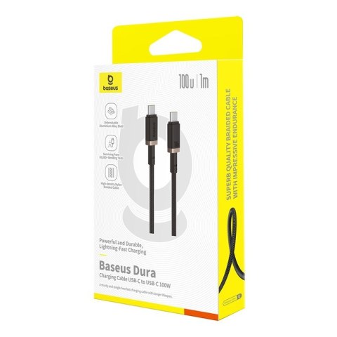 Baseus Kabel Baseus Dura Typ C-Typ C 100W 1m czarno-złoty Baseus Kabel Baseus Dura Typ C-Typ C 100W 1m czarno-złoty