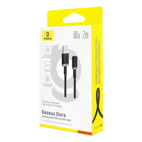 Baseus Kabel Baseus Dura USB-Typ C 60W 2m (czarno-złoty) Baseus Kabel Baseus Dura USB-Typ C 60W 2m (czarno-złoty)