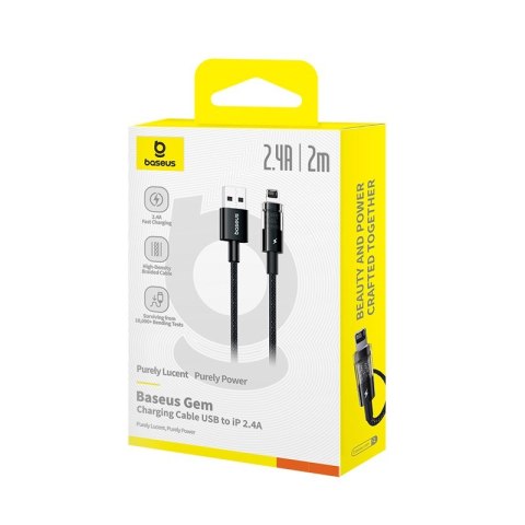 Baseus Kabel Baseus Gem Typ C 2.4A 2m (czarny) Baseus Kabel Baseus Gem Typ C 2.4A 2m (czarny)