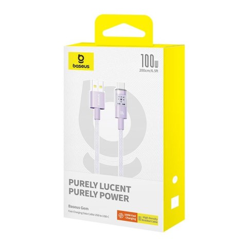 Baseus Kabel Baseus Gem USB-USB C 100W 2m (fioletowy) Baseus Kabel Baseus Gem USB-USB C 100W 2m (fioletowy)