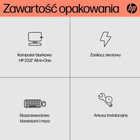 Hewlett-Packard HP AiO 24-cr0312nw Ryzen 5 7520 23.8" FHD IPS 250nits AG 16GB DDR5 SSD512 Radeon 610M Cam720p kB+Mouse Win11 Shell White 2Y