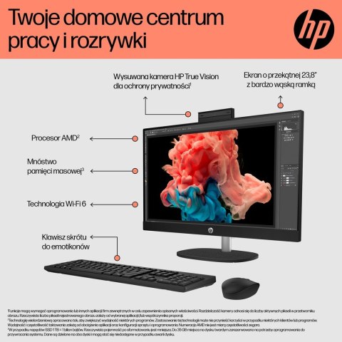 Hewlett-Packard HP AiO 24-cr0312nw Ryzen 5 7520 23.8" FHD IPS 250nits AG 16GB DDR5 SSD512 Radeon 610M Cam720p kB+Mouse Win11 Shell White 2Y