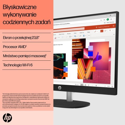 Hewlett-Packard HP AiO 24-cr0312nw Ryzen 5 7520 23.8" FHD IPS 250nits AG 16GB DDR5 SSD512 Radeon 610M Cam720p kB+Mouse Win11 Shell White 2Y