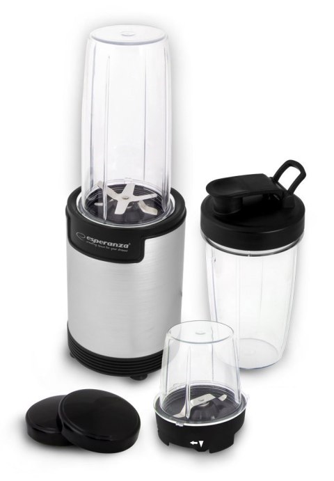 Esperanza Blender sportowy do mielenia Esperanza NUTRI BOMB EKM030 (900W; kolor czarno-srebrny) Esperanza Blender sportowy do mielenia Esperanza NUTRI BOMB EKM030 (900W; kolor czarno-srebrny)