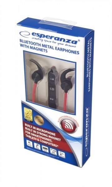Esperanza ESPERANZA SŁUCHAWKI DOUSZNE BLUETOOTH METALOWE CZARNE EH186K