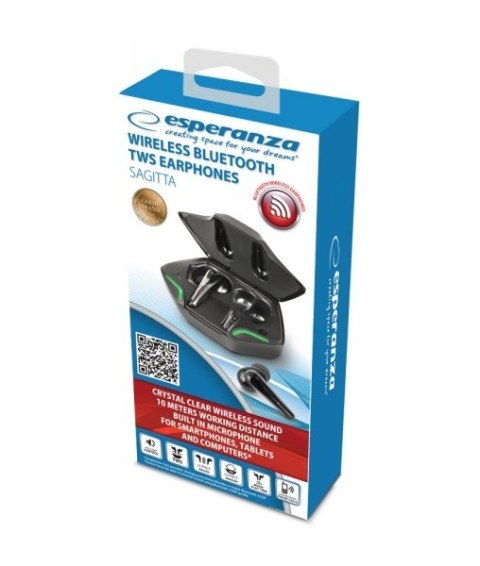 Esperanza ESPERANZA SŁUCHAWKI DOUSZNE BLUETOOTH TWS SAGITTA EH231K Esperanza ESPERANZA SŁUCHAWKI DOUSZNE BLUETOOTH TWS SAGITTA EH231K