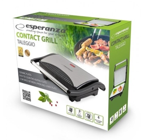 Esperanza Grill elektryczny stołowy Esperanza Taleggio EKG006 (stołowy-zamknięty; 750W; kolor inox) Esperanza Grill elektryczny stołowy Esperanza Taleggio EKG006 (stołowy-zamknięty; 750W; kolor inox)
