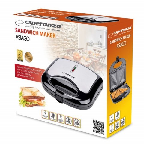 Esperanza Opiekacz do kanapek Esperanza ASIAGO EKT011 (1000W; kolor czarno-srebrny) Esperanza Opiekacz do kanapek Esperanza ASIAGO EKT011 (1000W; kolor czarno-srebrny)