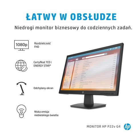 Hewlett-Packard Monitor HP P22v G4 21,5"FHD 5ms 250nits 60Hz HDMI