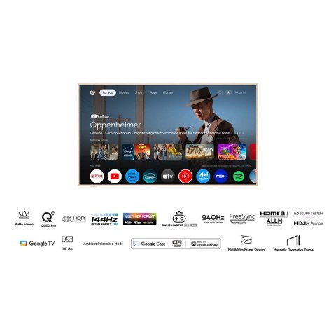 TCL Telewizor TCL NXTFrame 55A300W QLED 55'' 4K Ultra HD 144Hz Google TV Dolby Vision IQ Biały