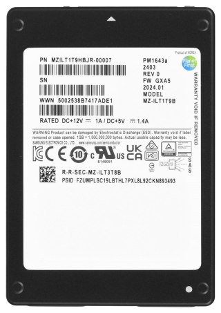 Samsung SemiConductor Dysk SSD Samsung PM1643a 1.92TB 2.5" SAS 12Gb/s MZILT1T9HBJR-00007 (DWPD 1)
