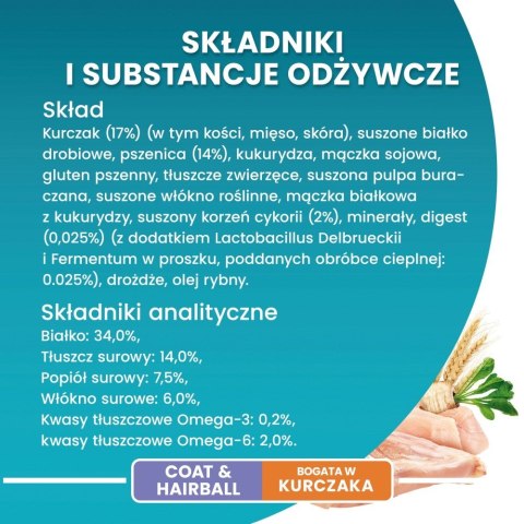 PURINA NESTLE PURINA One Bifensis Coat & Hairball Kurczak - sucha karma dla kota - 800 g