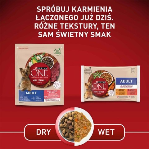 PURINA NESTLE PURINA One Mini Adult Wołowina, ryż - sucha karma dla psa - 800 g