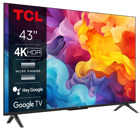 TCL Telewizor TCL 43P655 LED 43'' 4K Ultra HD Google TV Dolby Vision DVB-T2 Czarny