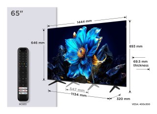TCL Telewizor TCL 65P79K QLED 65" 4K Ultra HD Google TV Dolby Atmos DVB-T2 Metaliczny