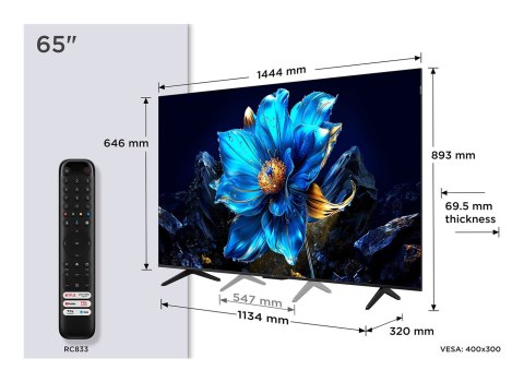 TCL Telewizor TCL 65P79K QLED 65" 4K Ultra HD Google TV Dolby Atmos DVB-T2 Metaliczny