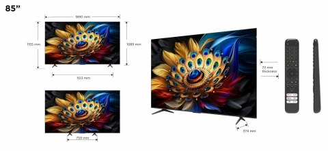 TCL Telewizor TCL 85C655 QLED 85'' 4K Ultra HD Google TV Dolby Atmos DVB-T2 Czarny (WYPRZEDAŻ)