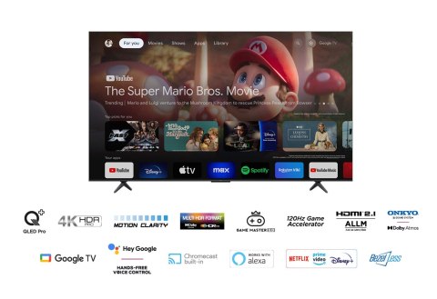TCL Telewizor TCL 85C655 QLED 85'' 4K Ultra HD Google TV Dolby Atmos DVB-T2 Czarny (WYPRZEDAŻ)