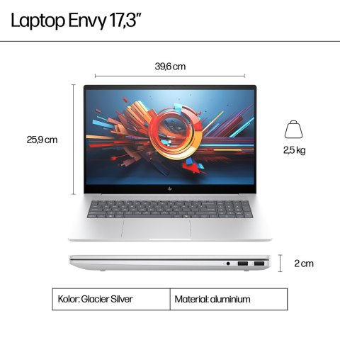Hewlett-Packard HP Envy 17T-DA000 Ultra 7-155H 17.3"FHD Touch 16GB SSD512 BT Win11 Glacier Silver (REPACK) 2Y