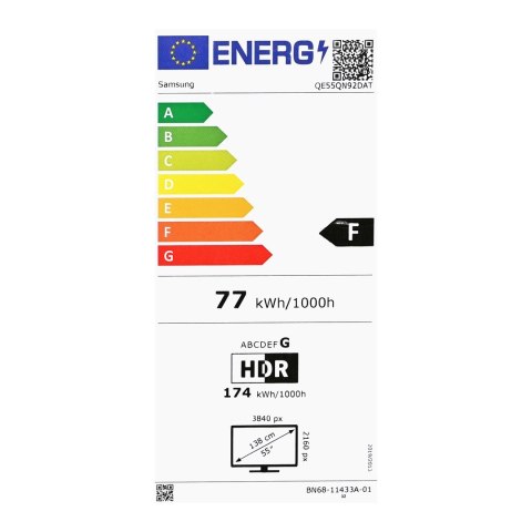 Samsung Telewizor Samsung QE55QN92DATXXH Neo QLED 55'' 4K Ultra HD 144Hz Tizen Dolby Atmos Czarny