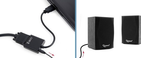 GEMBIRD Adapter GEMBIRD A-HDMI-VGA-03 (HDMI M - D-Sub (VGA) F; 0,15m; kolor czarny)