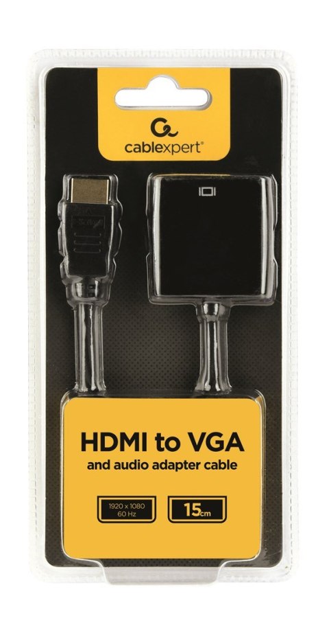 GEMBIRD Adapter GEMBIRD A-HDMI-VGA-03 (HDMI M - D-Sub (VGA) F; 0,15m; kolor czarny)