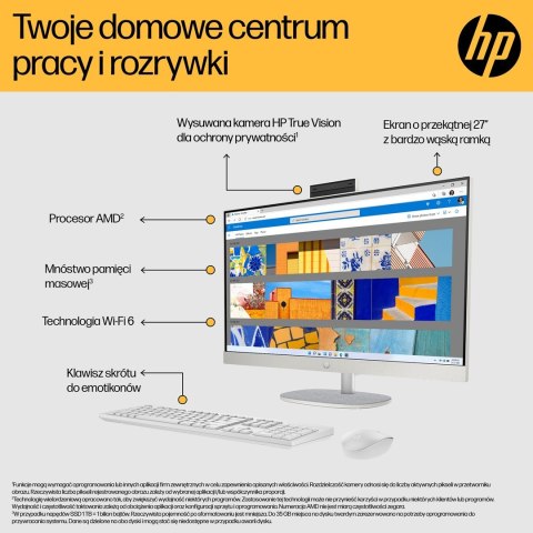 Hewlett-Packard HP 27-cr0222nw AIO Ryzen 7 7730U 27.0"FHD IPS AG 300nits 16GB DDR4 SSD512 Radeon 680M LAN Win11 2Y Shell White