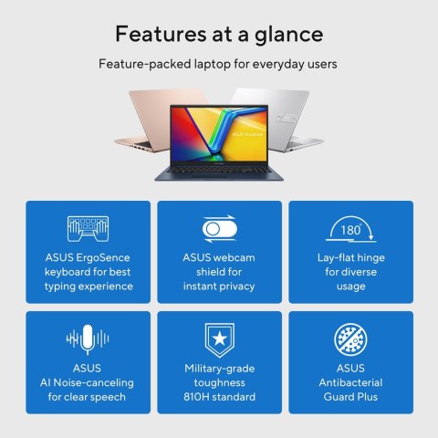 ASUS ASUS Vivobook 15 X1504VA-BQ2947 Core 5 120U 15.6"FHD IPS-level Panel 60Hz 250nits AG 16GB DDR4 SSD512 Intel Graphics WLAN+BT Cam