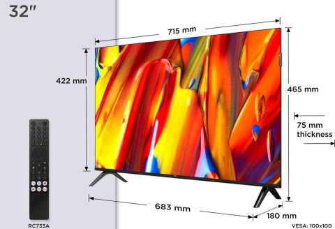 TCL Telewizor TCL 32V5C QLED 32'' Full HD Android TV Dolby Digital Plus DVB-T2 Czarny